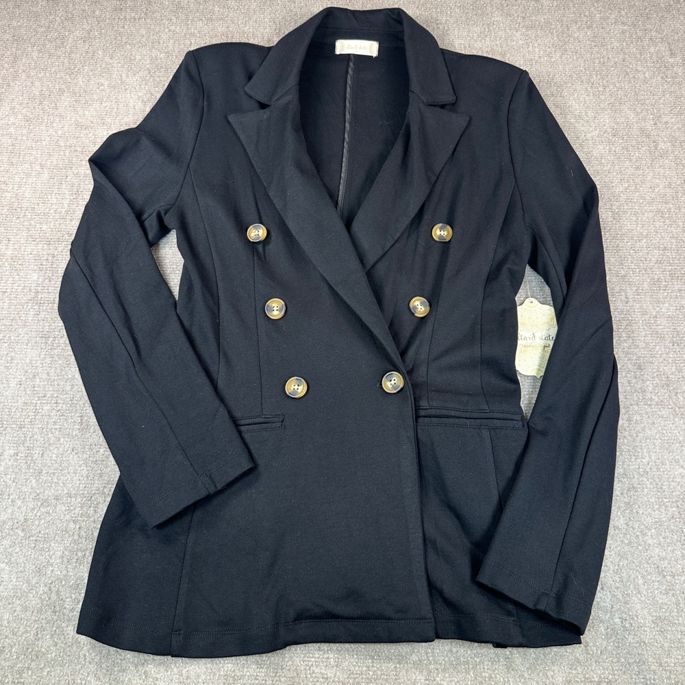 Altar'd State Womens Black Double Breasted Knit Blazer Jacket Small NWT